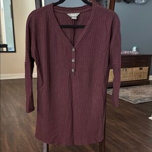 Natural Reflections Burgundy Henley Shirt